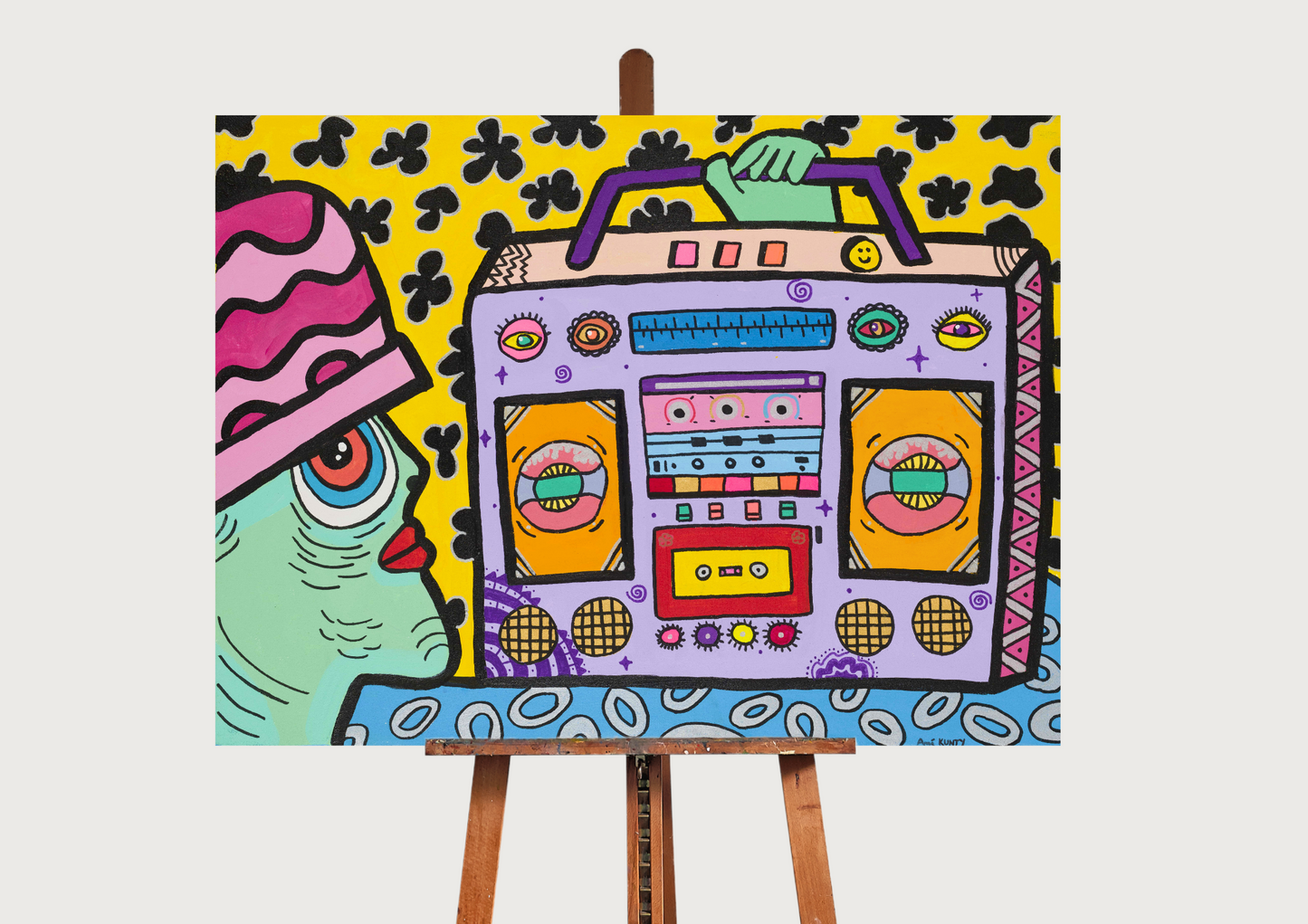 Large Canvas Art Painting "Boom Box Alien" (printed)